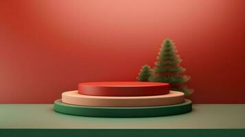 3d rendered Christmas theme podium empty stage ai generative photo