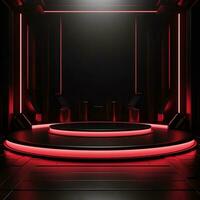 3d rendered red technology podium empty stage ai generative photo