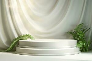 3d rendering platform podium with plant product advertising presentation background ai generative photo