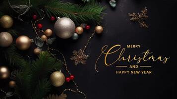 christmas and new year background concept made with christmas decoration ornaments AI Generative photo