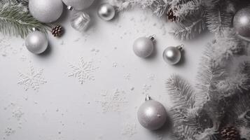 beautiful composition with Christmas ornaments on a white background photo