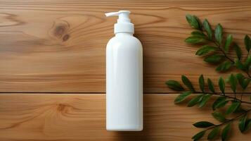 skin care product bottle, shampoo, lotion, with neural backgroundAI Generative photo