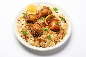 Bombay biryani on isolated White background ai generative photo