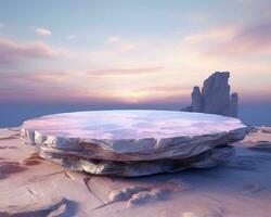 3d rendered podium empty stage made with stone ai generative photo