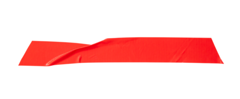 Red tape or adhesive vinyl tape in stripe isolated with clipping path in png file format