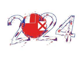 2024 año en grunge estilo con bandera de Wallis y futuna. vector