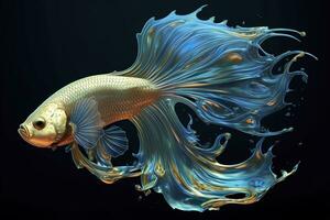 3d rendering. fish on black background. Generative AI photo