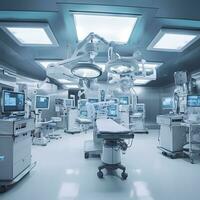 equipment and medical devices in modern operating room. AI Generative photo