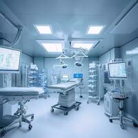 equipment and medical devices in modern operating room. AI Generative photo