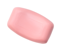 Top view of beautiful pink soap for taking a bath isolated with clipping path in png file format Close up photo