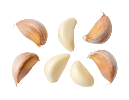 superiore Visualizza di fresco aglio Chiodo di garofano impostato nel separazione isolato con ritaglio sentiero nel png file formato. utile aglio Chiodi di garofano collezione