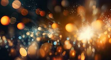 Light through wet windows. Night festival background. For banner, postcard, book illustration. Created with generative AI tools photo