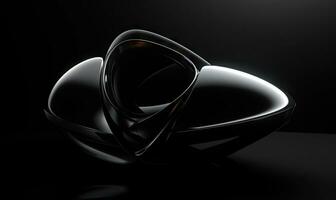 Futuristic object black on background. Abstract shape. Created AI tools photo