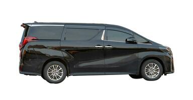 luxurious and beautiful large black van isolated on white background with clipping path photo