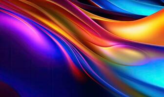 Abstract liquid wave wallpaper. Dark holographic background. For banner, postcard, book illustration. Created with generative AI tools photo