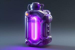 Purple Sci Fi Energy Flask with Pure Background. AI Generative photo