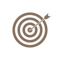 Brown bullseye dart target icon. Dart target goal marketing sign. Arrow dart logo vector. Winner dart sign. vector