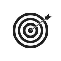 Black bullseye dart target icon. Dart target goal marketing sign. Arrow dart logo vector. Winner dart sign. vector