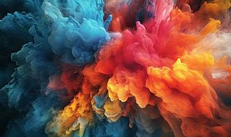 Multi colored watercolor pattern. Texture of spreading out paint. For banner, postcard, book illustration. Created with generative AI tools photo