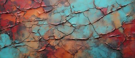 Texture of cracked paint. Dried oil paint color. Created with AI tools photo