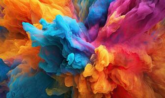 Multi colored watercolor pattern. Texture of spreading out paint. For banner, postcard, book illustration. Created with generative AI tools photo