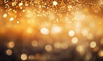 un fascinante dorado bokeh adornado con reluciente luces. creado con ai foto