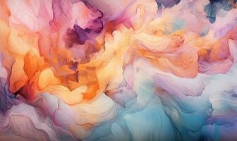 Multi colored watercolor pattern. Texture of spreading out paint. For banner, postcard, book illustration. Created with generative AI tools photo