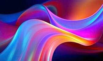 Abstract liquid wave wallpaper. Dark holographic background. For banner, postcard, book illustration. Created with generative AI tools photo