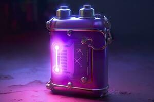 Purple Sci Fi Energy Flask with Pure Background. AI Generative photo