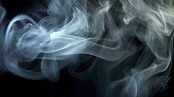 The close up view reveals the mesmerizing patterns and textures within the smoke, The ethereal quality of the smoke against the dark background. AI Generative photo