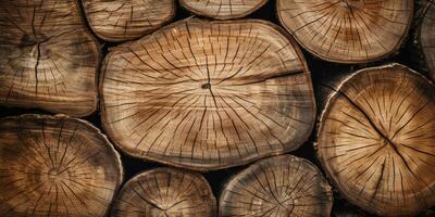 de madera natural aserrado registros como antecedentes. creado con ai herramientas foto