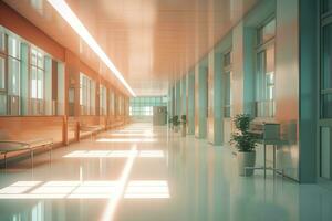 Ideal Healthcare Background with Surrealist Blurry Hospital Scene. AI Generative photo