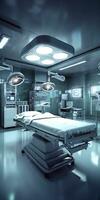 Modern equipment in operating room. Medical devices for neurosurgery. AI Generative photo