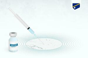 COVID-19 vaccination in Nauru, coronavirus vaccination illustration with vaccine bottle and syringe injection in map of Nauru. vector