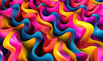 3D wave wallpaper. Bright rainbow liquid wallpaper. For banner, postcard, book illustration. Created with generative AI tools photo