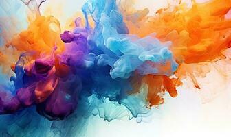 Multi colored watercolor pattern. Texture of spreading out paint. For banner, postcard, book illustration. Created with generative AI tools photo