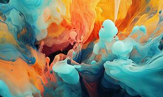 Multi colored watercolor pattern. Texture of spreading out paint. For banner, postcard, book illustration. Created with generative AI tools photo