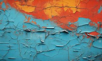 Texture of cracked paint. Dried oil paint color. Created with AI tools photo