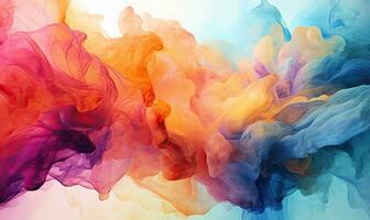 Multi colored watercolor pattern. Texture of spreading out paint. For banner, postcard, book illustration. Created with generative AI tools photo