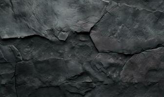 de cerca de un texturizado negro roca. creado con generativo ai herramientas foto