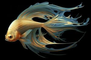 3d rendering. fish on black background. Generative AI photo