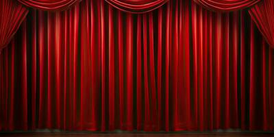 Theater stage red curtains wallpaper. Created with generative AI tools photo