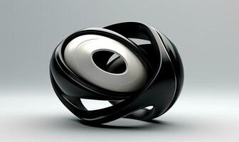 Futuristic object black on background. Abstract shape. Created AI tools photo