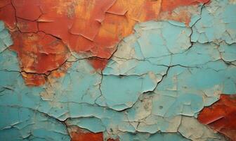 Texture of cracked paint. Dried oil paint color. Created with AI tools photo