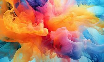 Multi colored watercolor pattern. Texture of spreading out paint. For banner, postcard, book illustration. Created with generative AI tools photo