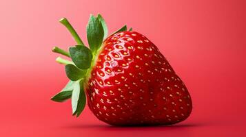 a strawberry on pink pastel isolated background AI Generative photo