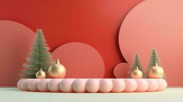 3d rendered Christmas theme podium empty stage ai generative photo