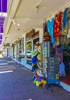 Puerto Escondido Oaxaca Mexico 2023 Typical beautiful colorful tourist street sidewalk city Puerto Escondido Mexico. photo