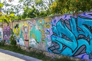 Playa del Carmen Quintana Roo Mexico 2021 Artistic walls with paintings and graffiti Playa del Carmen Mexico. photo