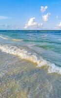 Tropical mexican beach clear turquoise water Playa del Carmen Mexico. photo